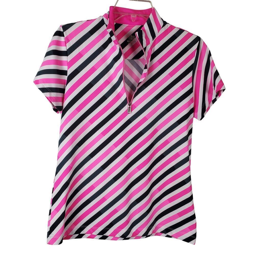 Tail Activewear Pink Diagonal Stripe Top Small Barbiecore Sporty Golf Core